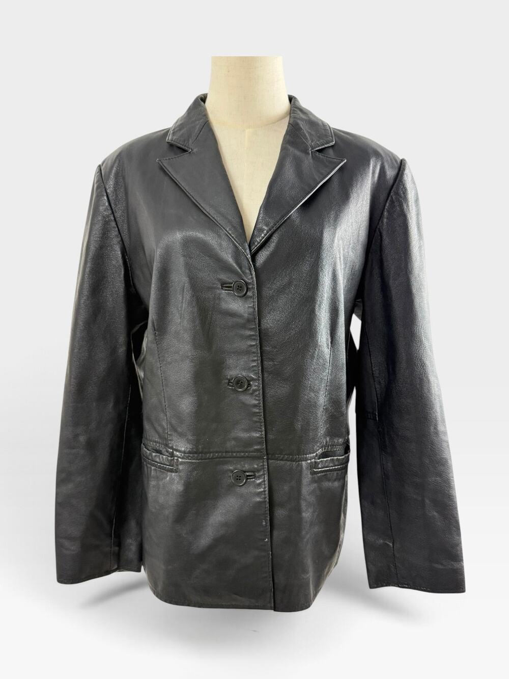 CLIO Vintage Unisex 100% Black Leather Blazer (MINOR FLAW)